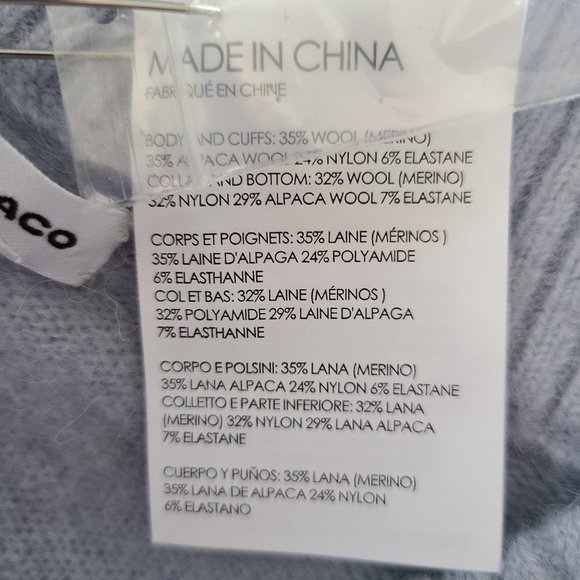 NWOT Club Monaco Pastel Blue Merino & Alpaca Wool - Picture 5 of 5